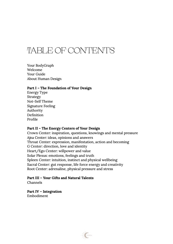Guide page: table of contents